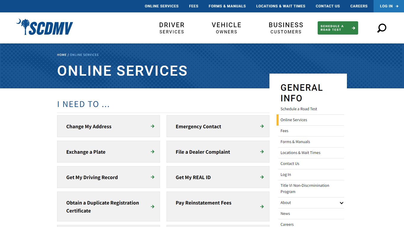 Online Services - SCDMV online